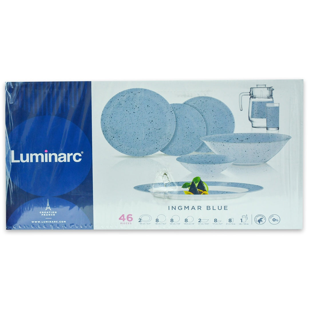 Luminarc Ingmar Blue Dinnerware Set, 46 pcs -V6605