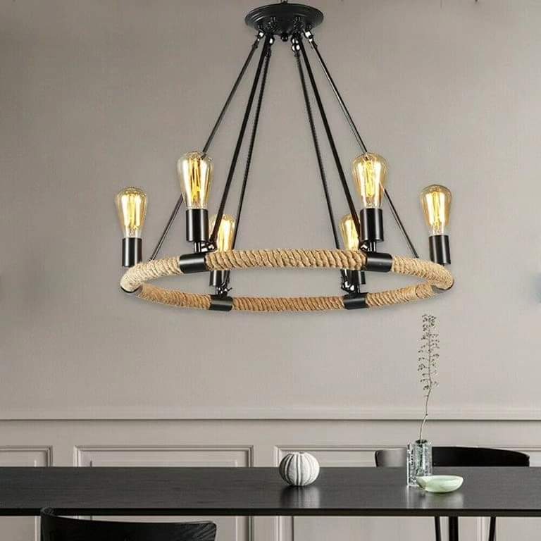 Vintage Hemp Rope Hanging Chandelier