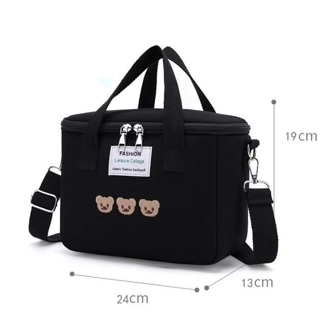 WHITE Fashion Cartoon Mommy Bear Lunch Bag