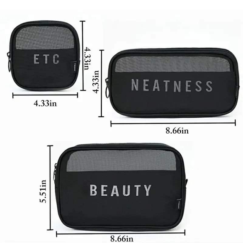 3pcs Mesh Portable Accessories Organizer