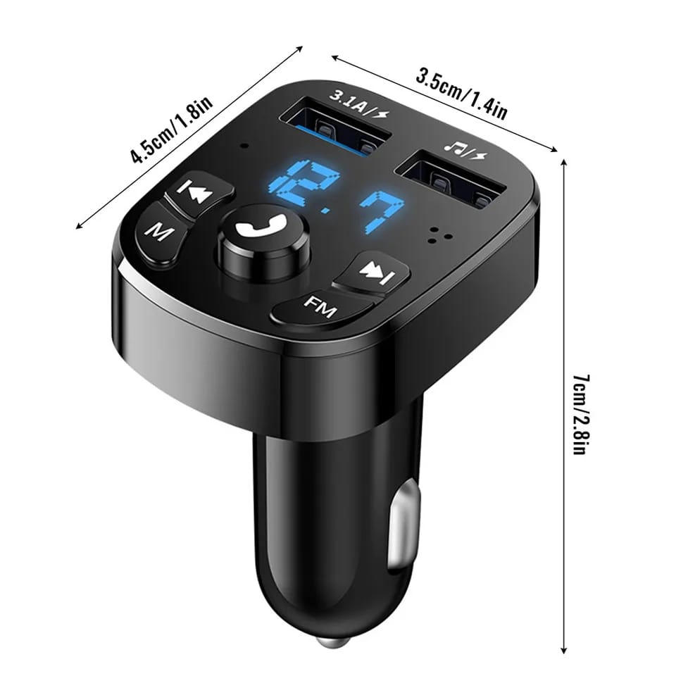 Car Charger FM Transmitter with MP3 Player & Hands-Free Call