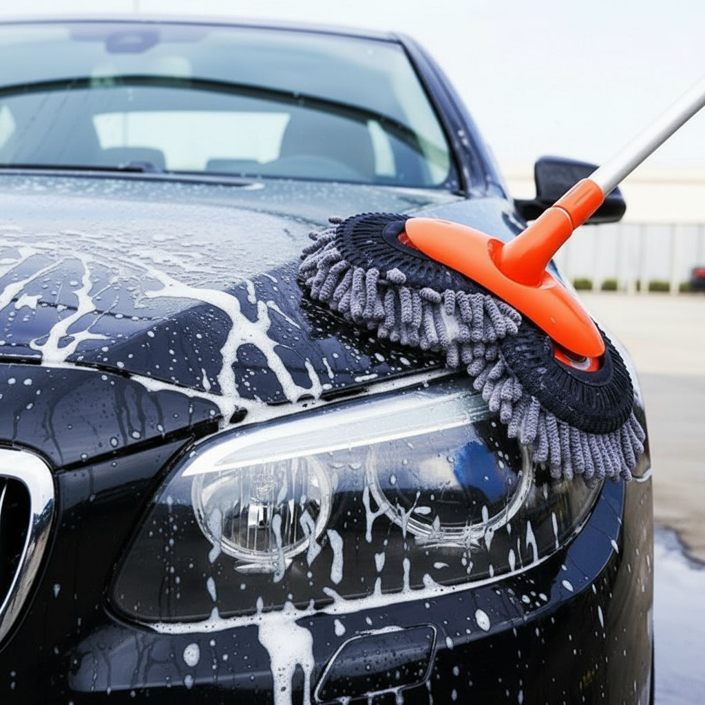 Gemelli Collections expandable double-headed car cleaning brush mop with retractable 53-inch handle for car and window cleaning