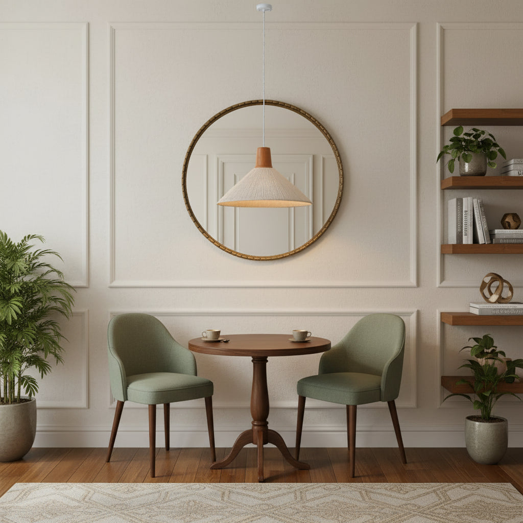 Rustic Cone Pendant Lamp – Natural Beige, E27 Holder, PL 2024-01-WH