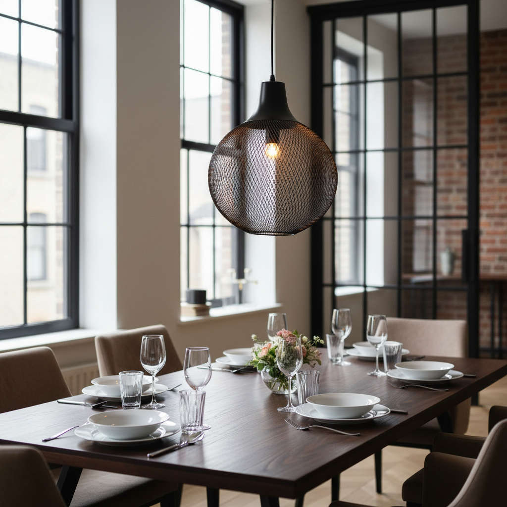 Matte Black Mesh Pendant Light, PL 7913-BK