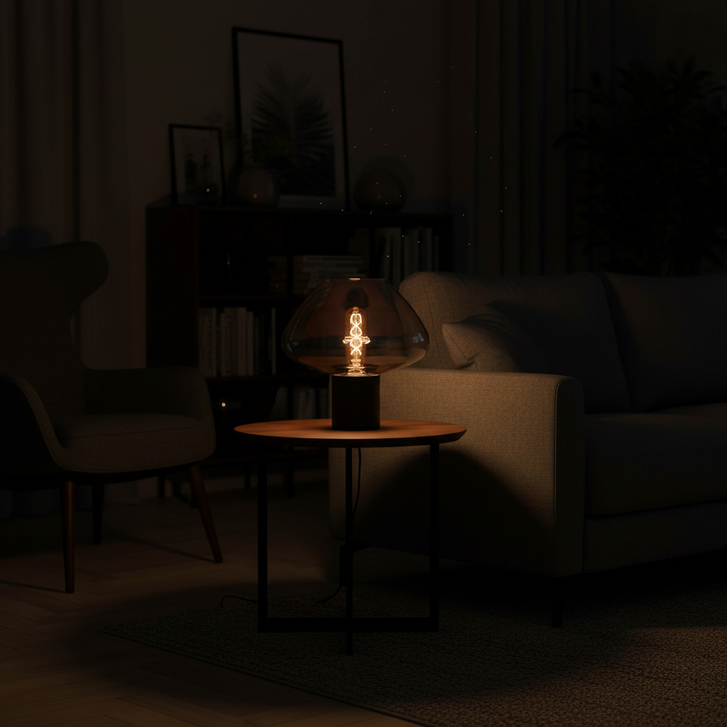 Matt Black Table Lamp with Light Smoky Glass Shade-PLAMPA2219