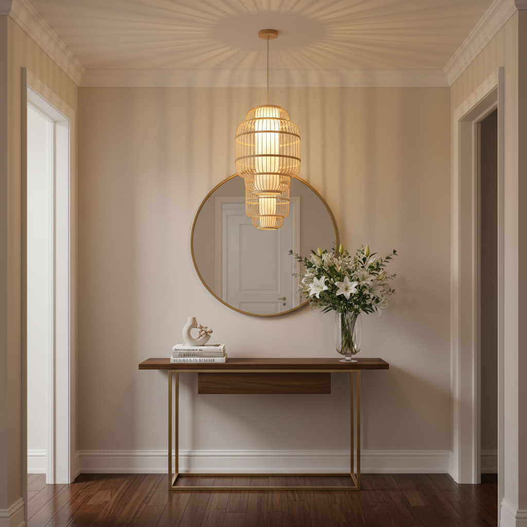 Oval Woven Design Bamboo Pendant Lamp PL WD25-25