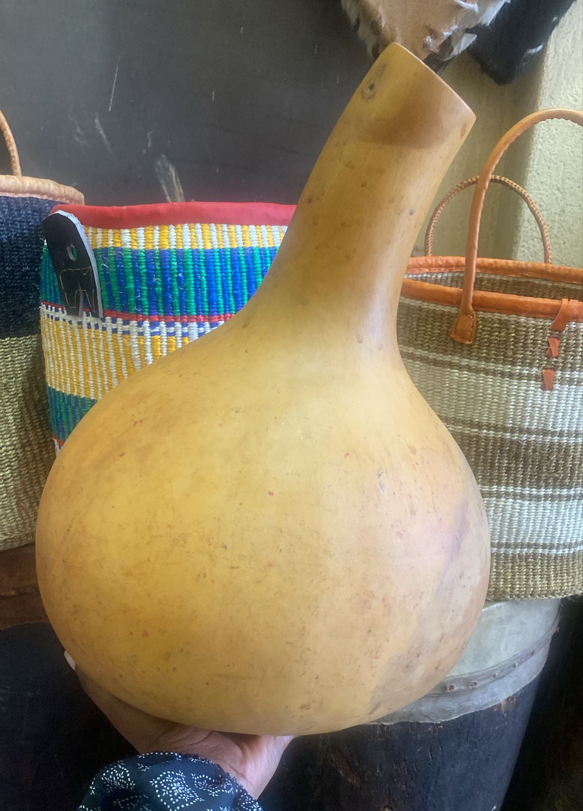 Brown African Calabash with Slightly slanting Neck