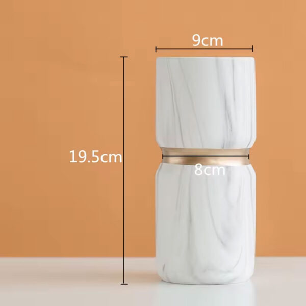 Marble-Effect Ceramic Vase with Gold Accent