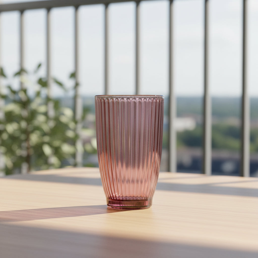 24pcs Luminarc 390ml Clear Glass Tumbler Ricky Line Ice Pink – V8689