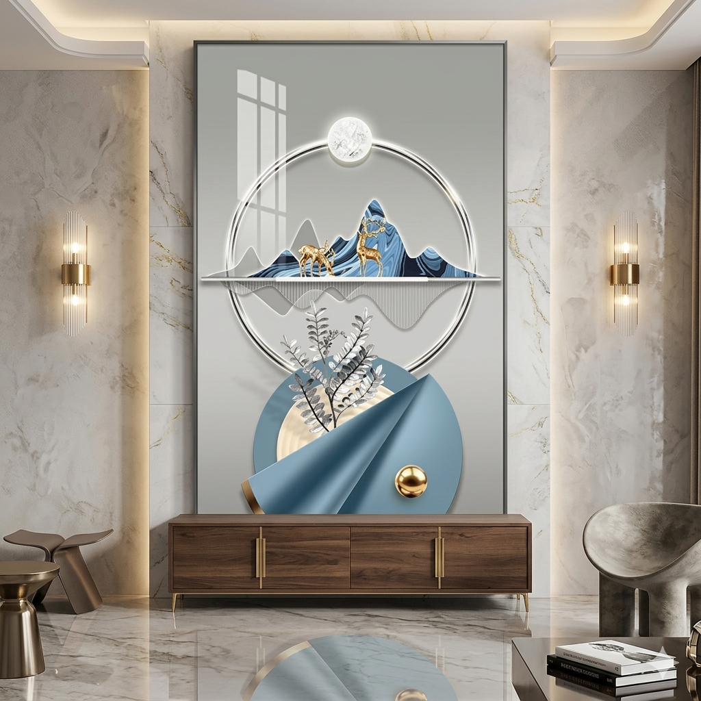 Crystal porcelain decorative wall painting 30 by 50 cm, elegant artwork for office, bedroom, kitchen, or living room.