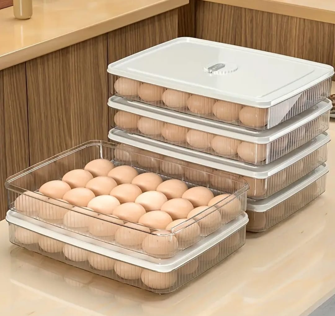 24-Grid egg holder with lid for refrigerator storage