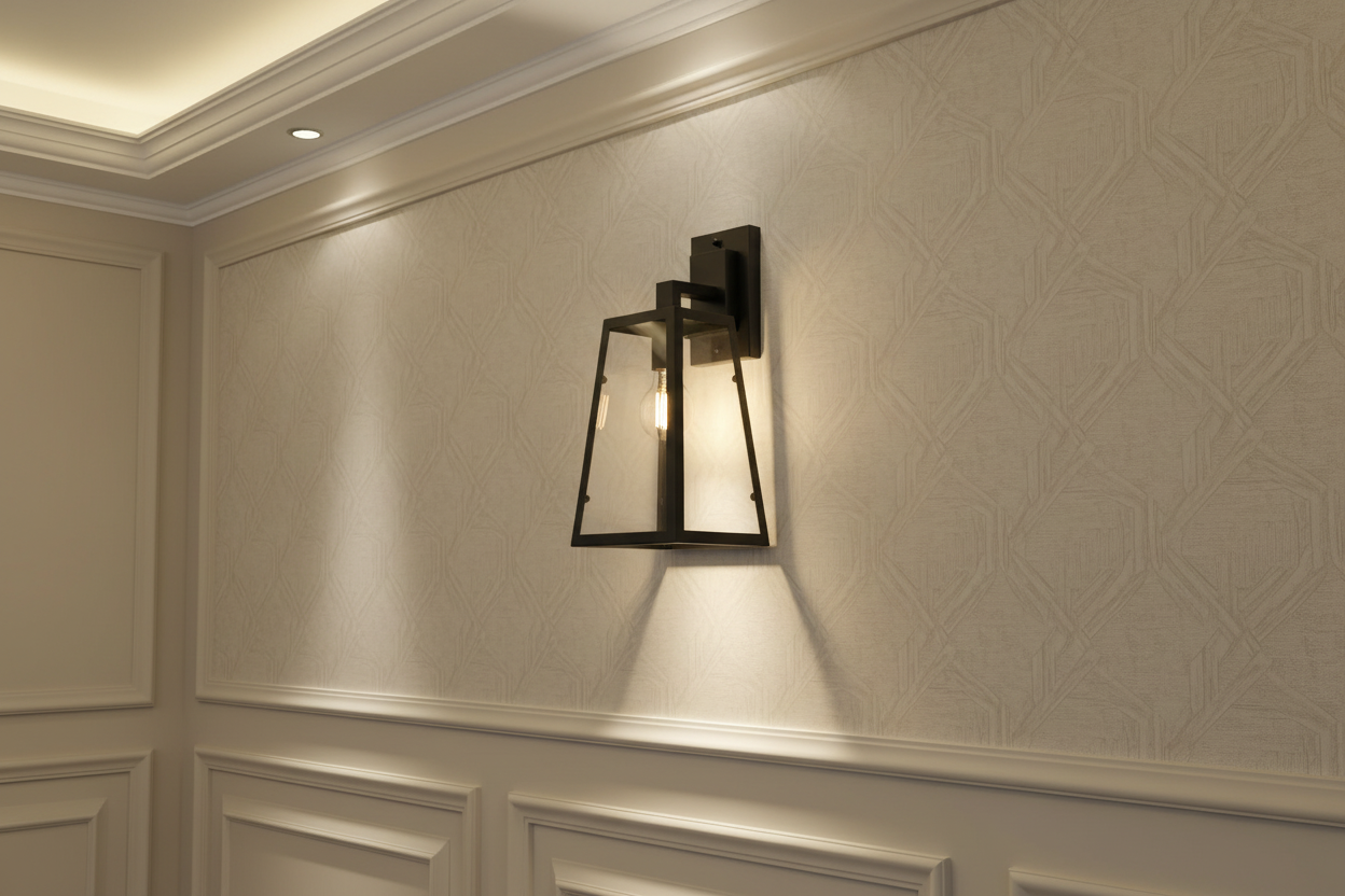 Outdoor Wall Lantern With Clear Glass Frame & E27 Holder-LL 6064-BK