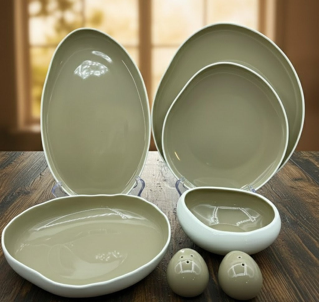 27Pc European Double Glaze Porcelain Dinner Set