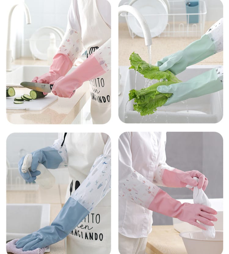 Long Silicone Waterproof Kitchen & Household Gloves – Reusable Cleaning Gloves