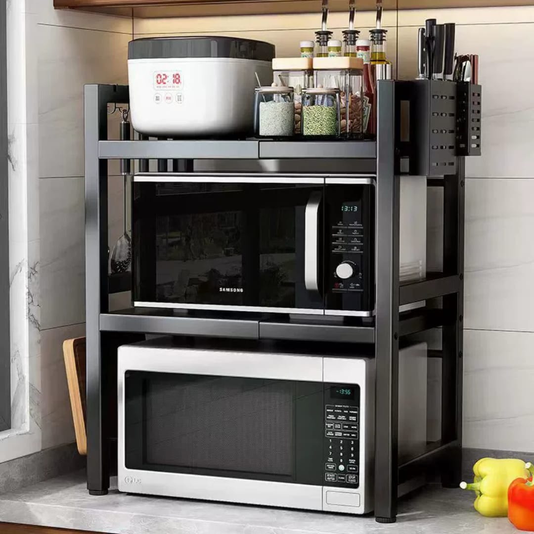 Double Layer Heavy Duty Adjustable Microwave Stand