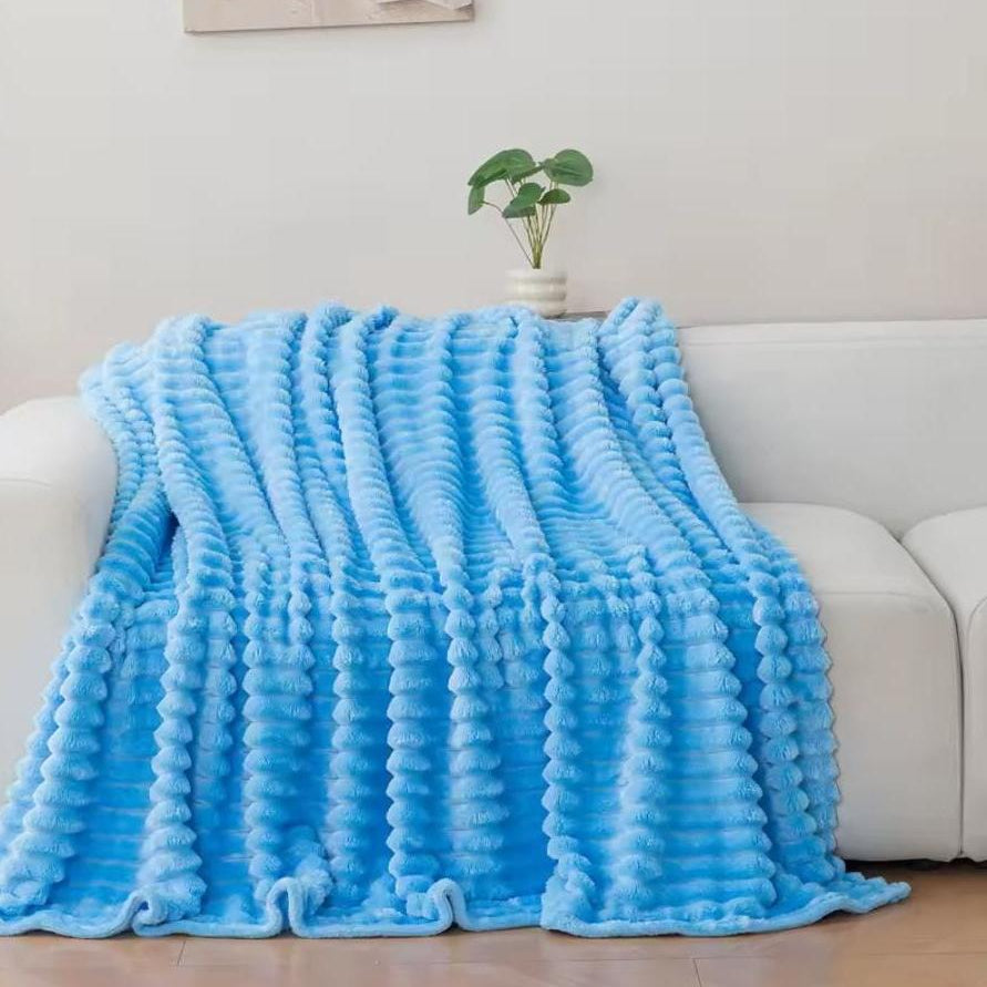 Large soft fleece throw blanket 200 by 200 cm for bedding or sofa use