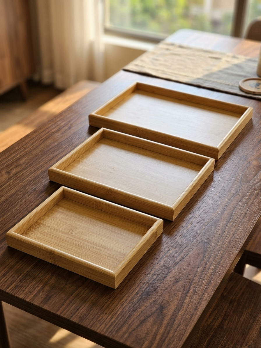 3-Piece Rectangular Bamboo Tray Set