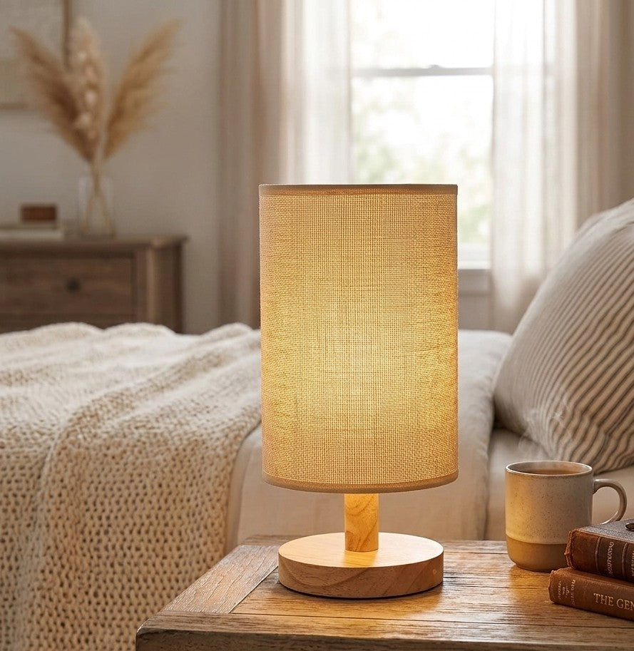 Desk Lamp with Bamboo Base and Dimmable LED Shade