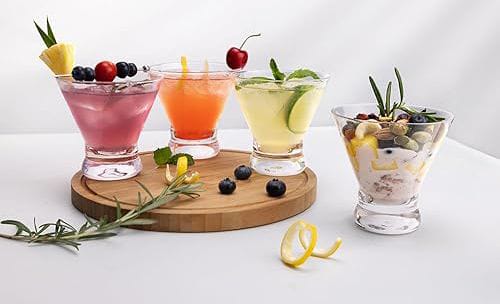 Set of 6 clear glass footed dessert bowls, 250ml capacity each
