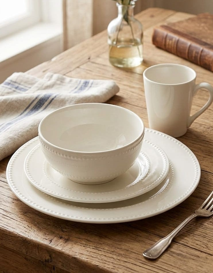 24Pc Ceramic Dotted Dinner Set