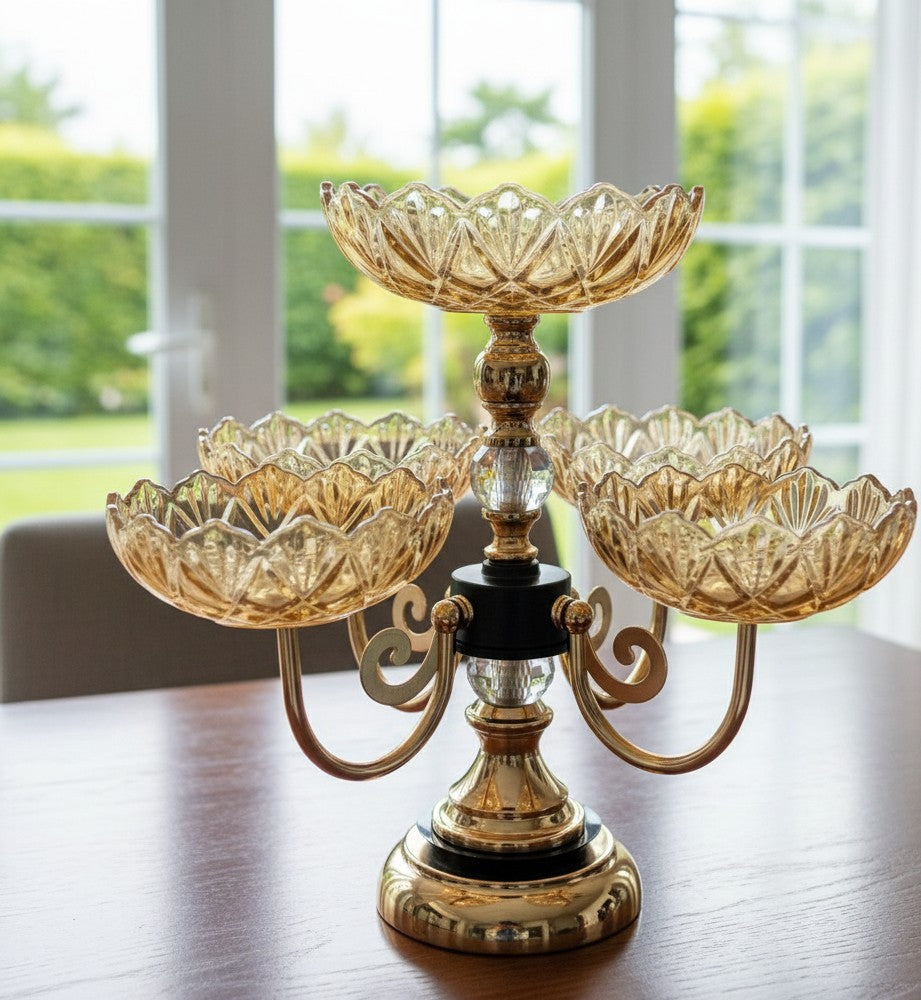 Heavy Glass 5-Arm Fruit Bowl