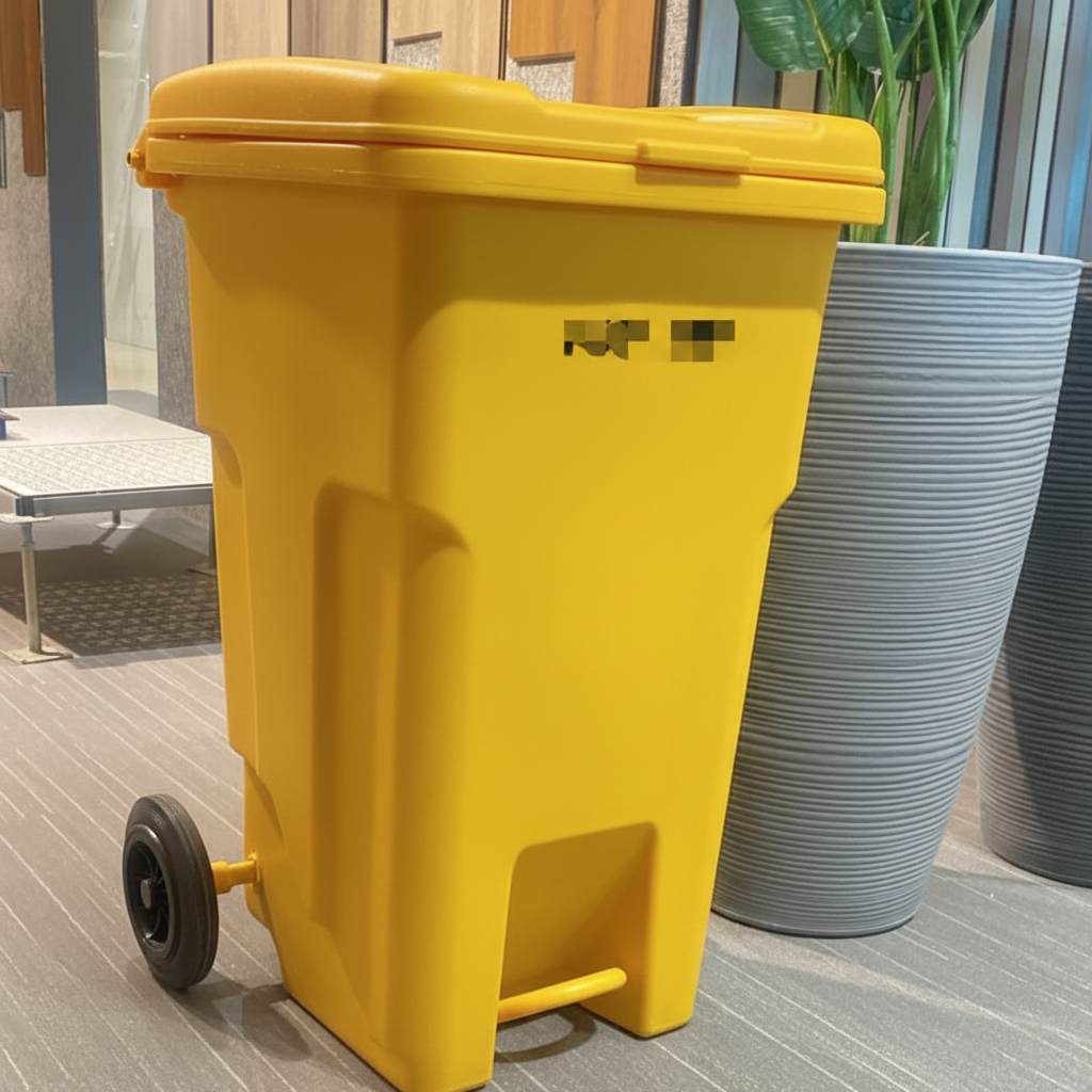 90L Wheeled Trash Bin with Foot Pedal and Handle — Blue, Green, Red, Black, Yellow