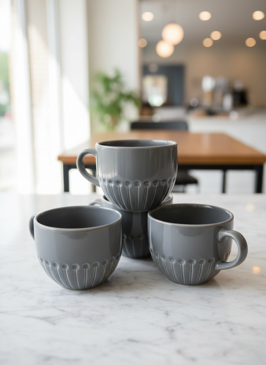 6-Piece Grey Mugs Set