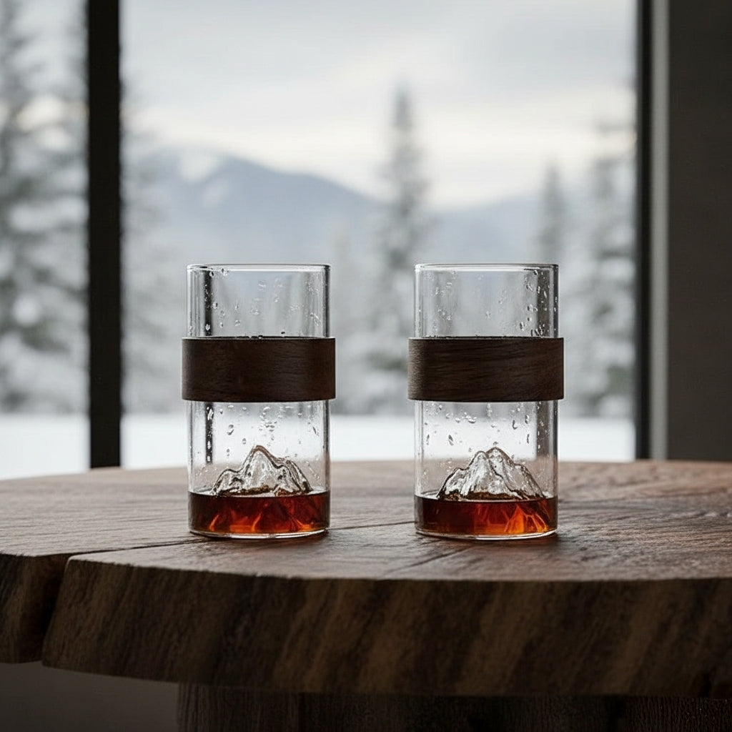 2pcs 365ml Mountain View Glass Cup