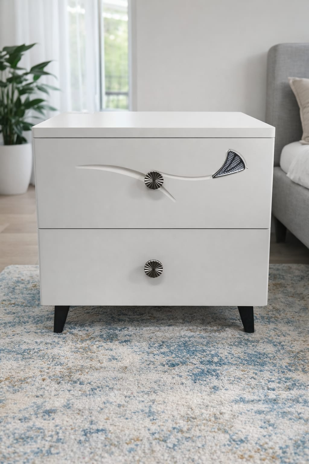 Durable wooden bedside drawer table with compact design 50 × 40 × 48 cm