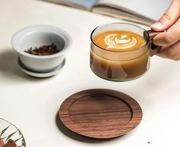 6PCS Coffee Cup Set with Wooden Handles