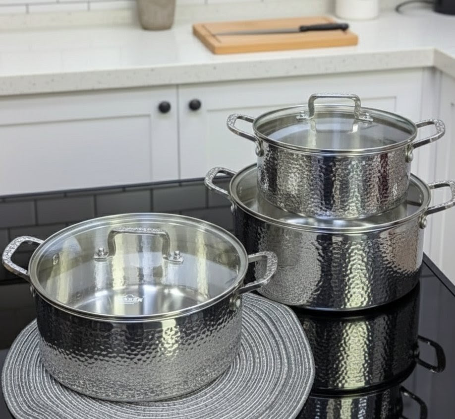 6Pc Cookware Set with Hammered Design