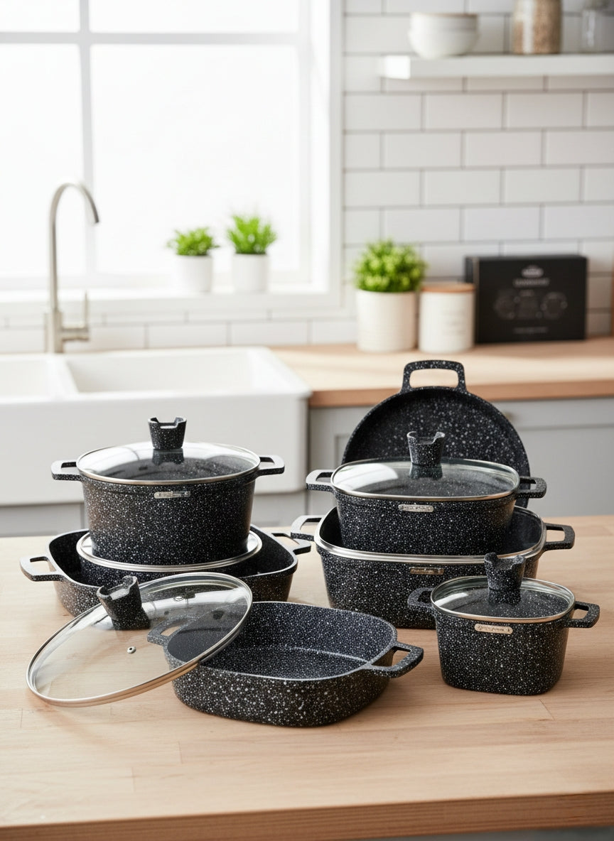10-Piece Square Granite Cast Cookware Set