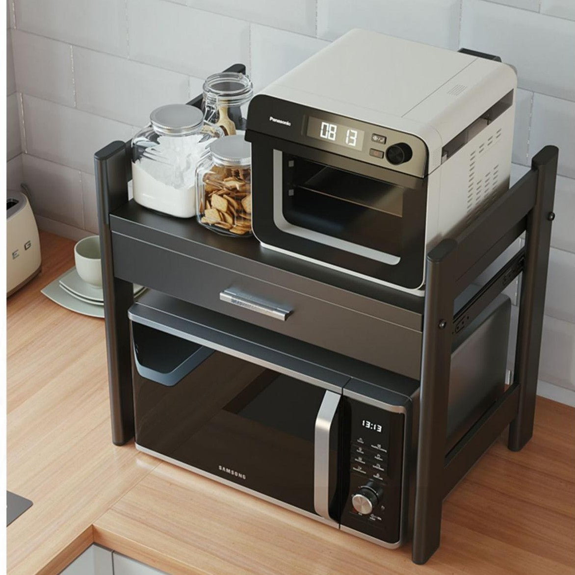 Heavy Duty Microwave Stand with Extra Storage Drawer