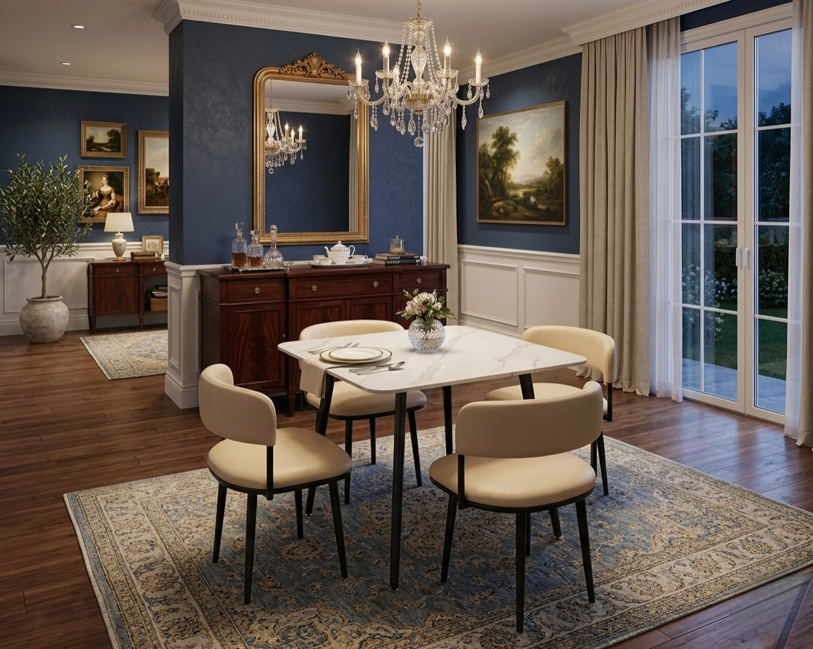 Marble 4 Seater Curved Edge Dining Table