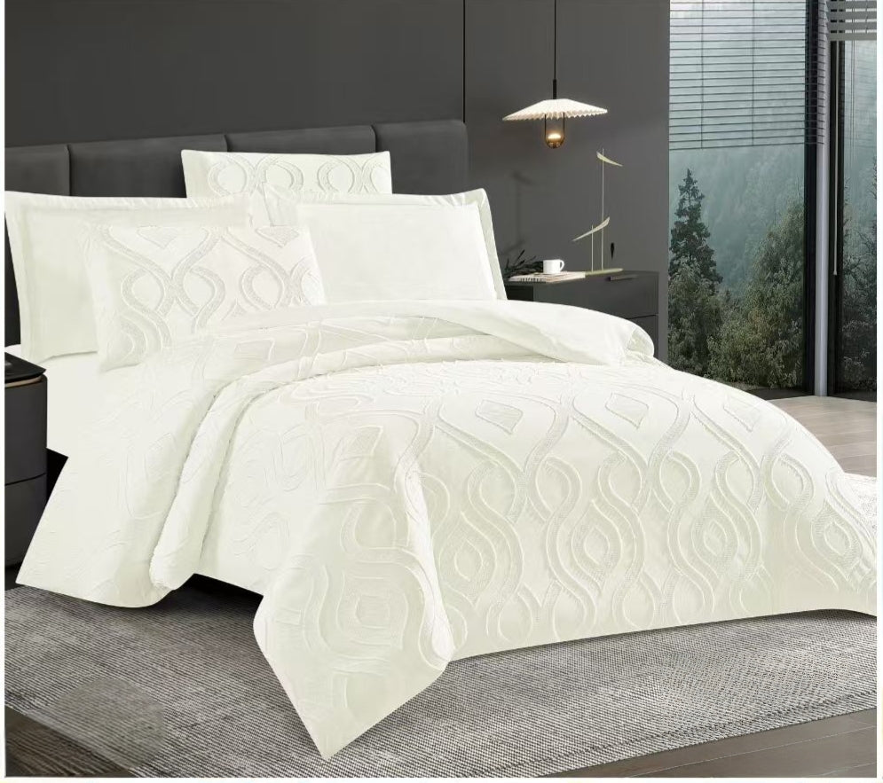 6-Piece Tufted Cotton Duvet Cover Set