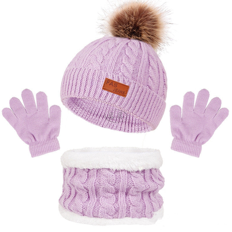 3-in-1 Winter Kids Beanies Hat, Scarf & Gloves Set