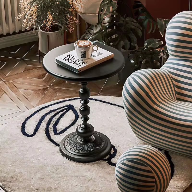 Retro Iron Pedestal Side Table 40cm