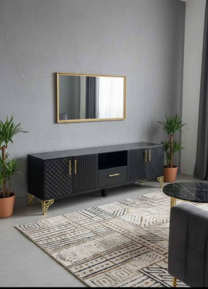 5ft TV Stand With Marble Top