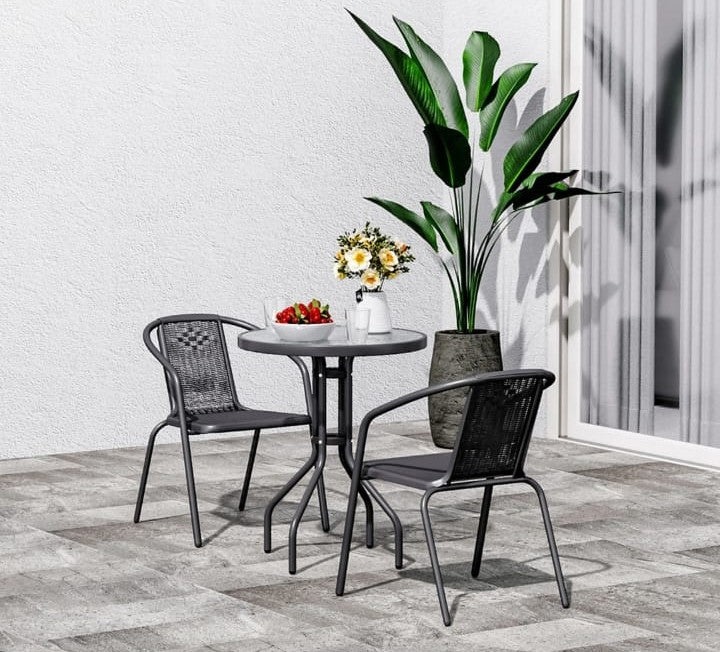 Outdoor 2 chairs and 1 table patio set, durable and stylish for garden or balcony use