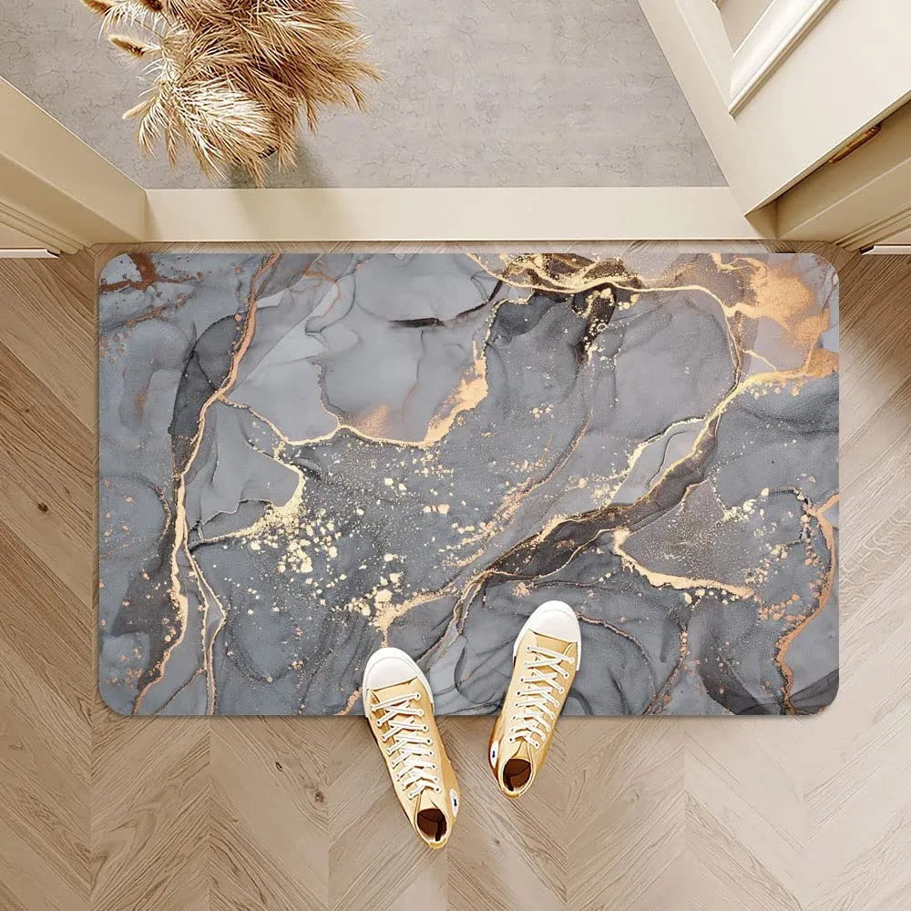 Bath Mat – Black Gold Marble, 48×78 cm