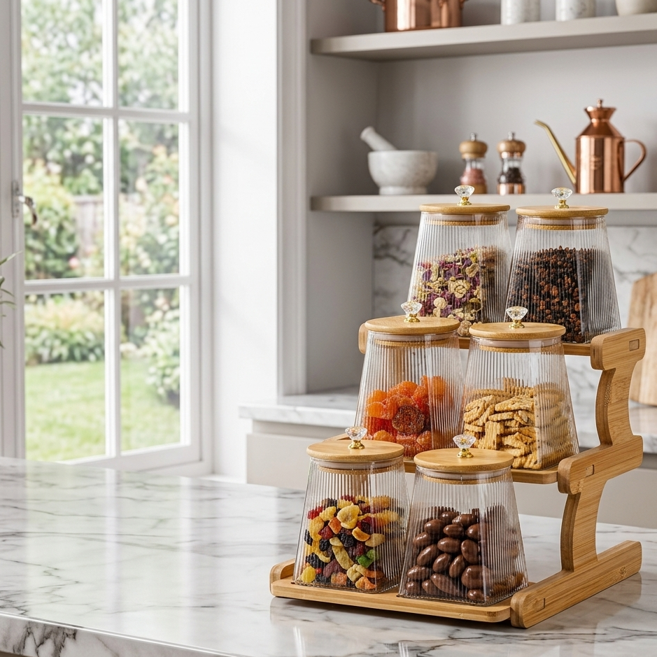 6-Piece Borosilicate Glass Storage Jar Set