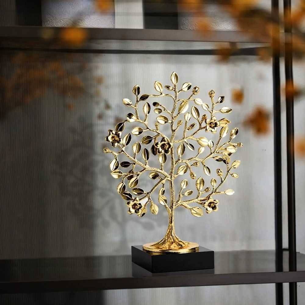 Gold decorative fortune tree ornament for home or office display