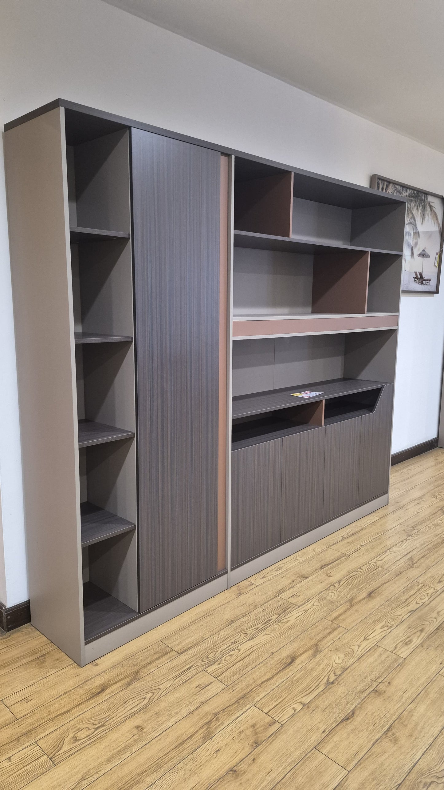 Two Tone Office Storage Cabinet with Shelves and Lockable Compartments
