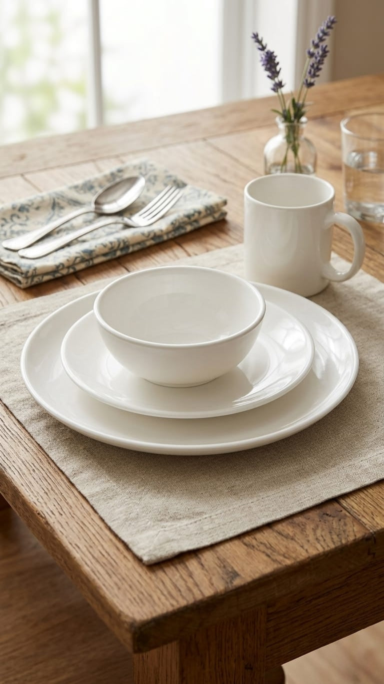 24-Piece White Ceramic Dinner Set
