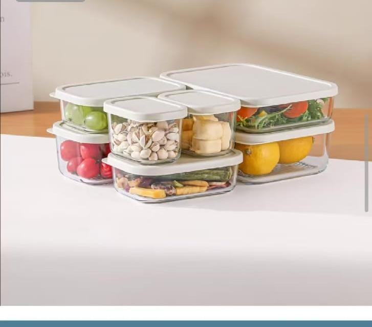 7 Pieces Food Grade Glass Lunch Box Set