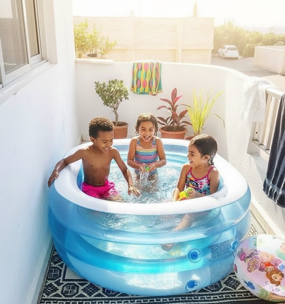 Whale-themed inflatable kids pool, size 163 Γ 107 Γ 46 cm, suitable for babies and toddlers