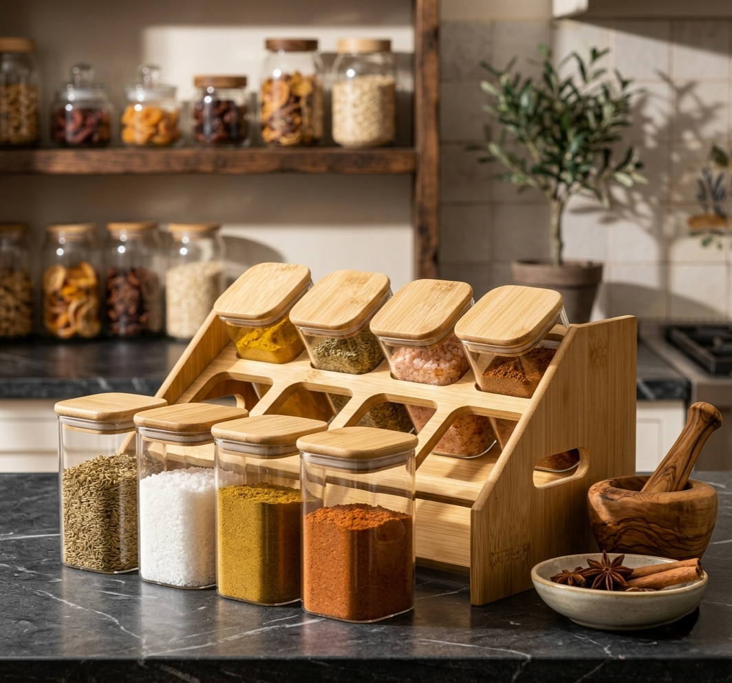 8-Piece Borosilicate Glass Spice Jar Set