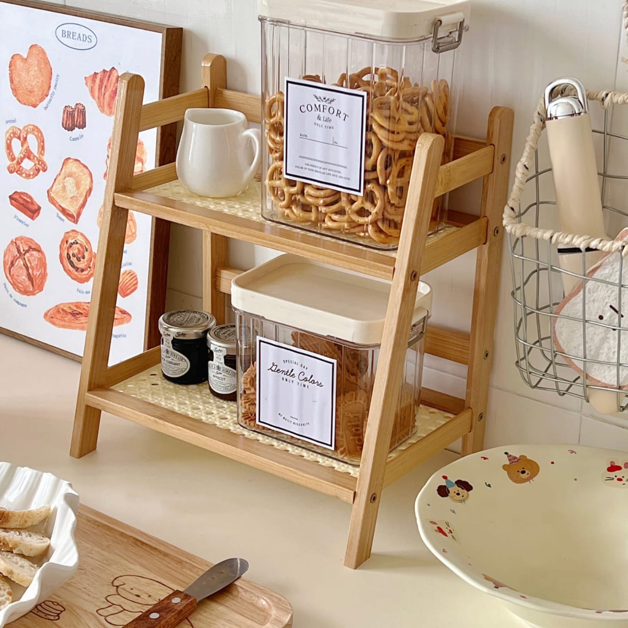 Wooden 2-Tier Desktop Organizer