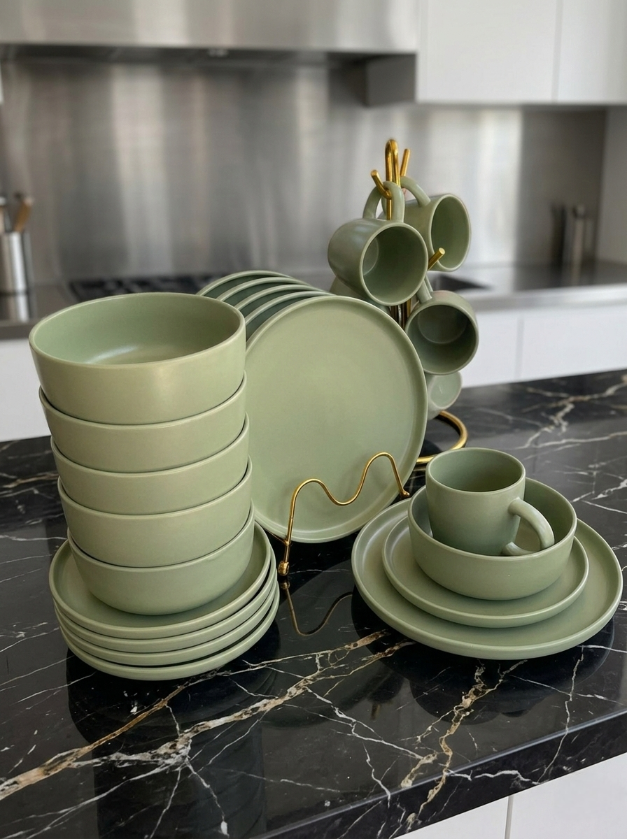 Tea Green 24 Pieces Dinner Set
