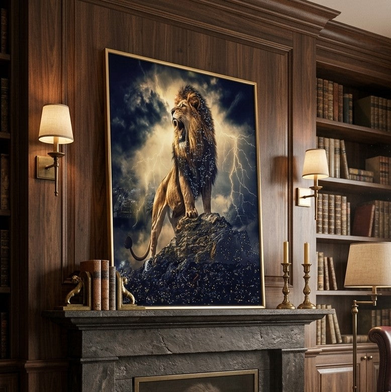 Decorative LED Crystal Majestic Lion Roaring Wall Art